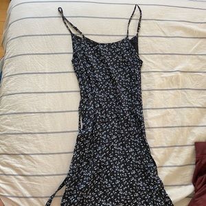 Midi dress blue floral pattern